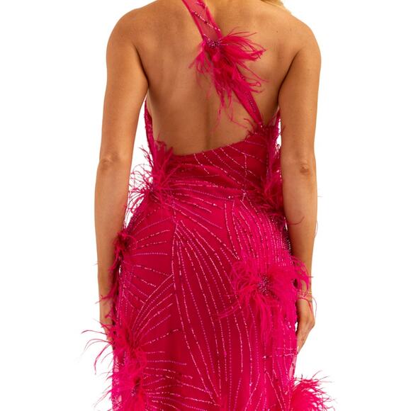 MadebyILA Julia 100% Silk Ostrich Feather Burlesque Party Formal Prom Goddess XS - Picture 5 of 15